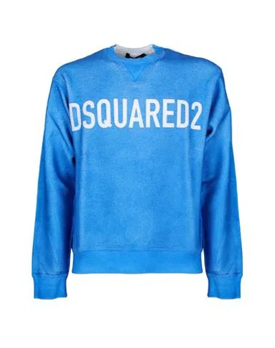 Dsquared2 Man Sweatshirt Azure Size Xxl Cotton In Blue