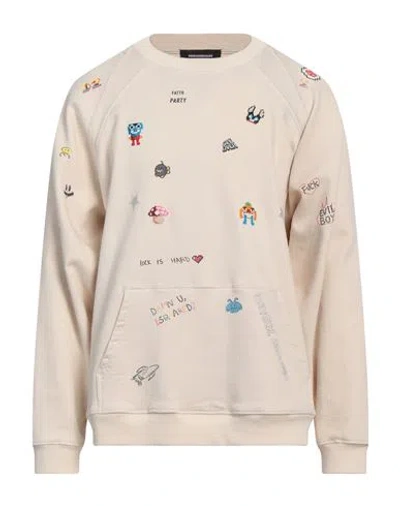 Dsquared2 Man Sweatshirt Beige Size L Cotton, Lyocell, Elastane In Neutral