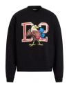 Dsquared2 Relaxed Fit Cotton Crew Sweatshirt In Black