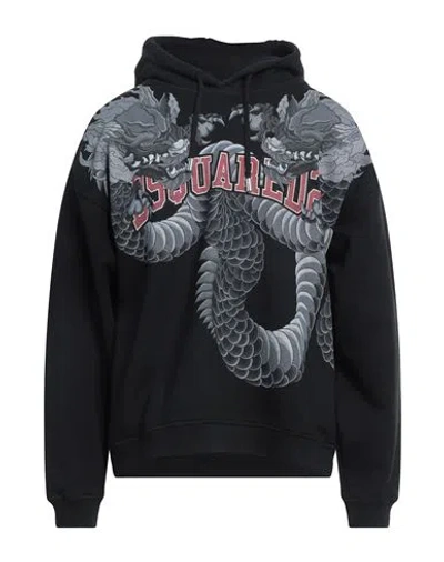 Dsquared2 Man Sweatshirt Black Size L Cotton, Elastane
