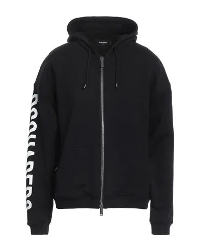 Dsquared2 Man Sweatshirt Black Size Xs Cotton, Elastane In Black
