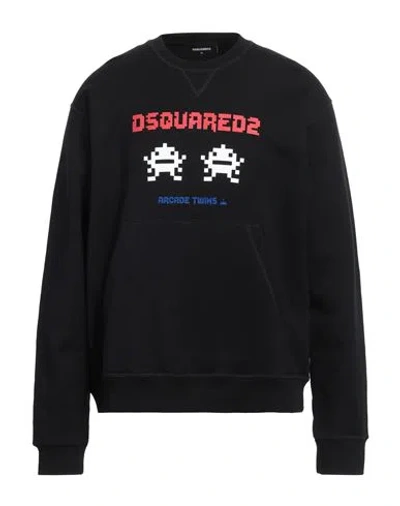 DSQUARED2 DSQUARED2 MAN SWEATSHIRT BLACK SIZE L COTTON, ELASTANE