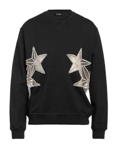 Dsquared2 Man Sweatshirt Black Size L Cotton, Elastane, Glass