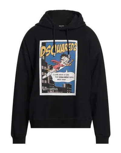 Dsquared2 Man Sweatshirt Black Size L Cotton, Elastane