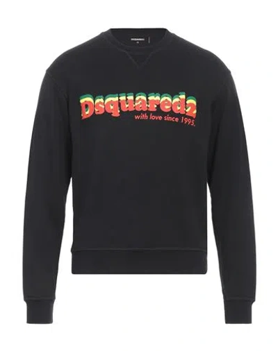 Dsquared2 Man Sweatshirt Black Size Xs Cotton, Elastane