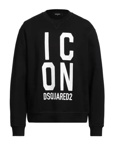 Dsquared2 Man Sweatshirt Black Size Xxl Cotton, Elastane