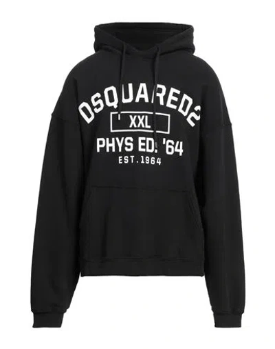 DSQUARED2 DSQUARED2 MAN SWEATSHIRT BLACK SIZE XXL COTTON, ELASTANE