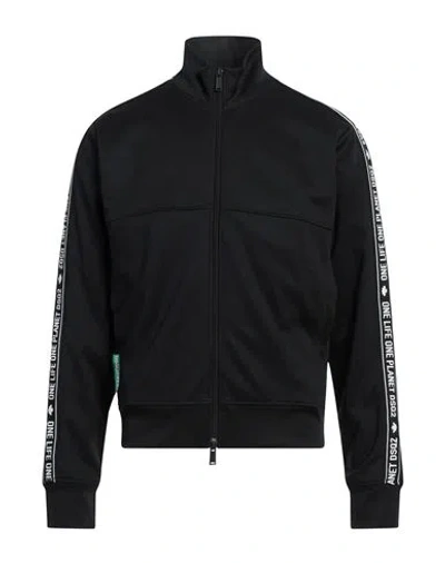 Dsquared2 Man Sweatshirt Black Size Xxl Polyester, Cotton, Elastane
