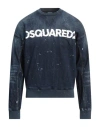 Dsquared2 Man Sweatshirt Blue Size 46 Cotton, Elastane In Blue