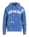 Dsquared2 Distressed D2 Goth Foam Hoodie In Blue