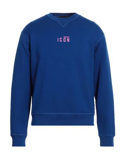 Dsquared2 Man Sweatshirt Bright Blue Size Xxxl Cotton, Elastane