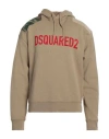 Dsquared2 Man Sweatshirt Camel Size L Cotton, Elastane In Beige