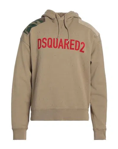 Dsquared2 Man Sweatshirt Camel Size L Cotton, Elastane In Beige