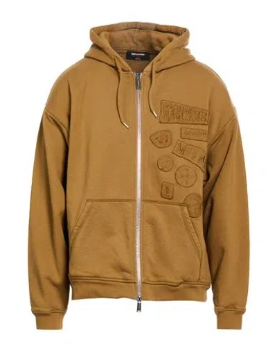 Dsquared2 Man Sweatshirt Camel Size Xl Cotton In Beige