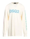 Dsquared2 Man Sweatshirt Cream Size Xl Cotton In White