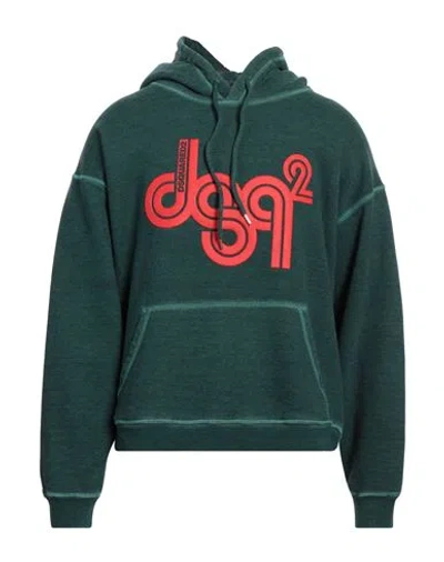 Dsquared2 Man Sweatshirt Dark Green Size Xl Cotton, Elastane