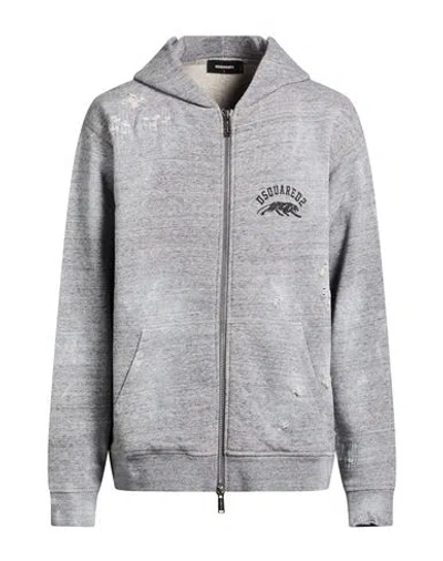 Dsquared2 Man Sweatshirt Grey Size L Cotton In Gray