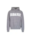 Dsquared2 Logo Printed Drawstring Hoodie In Grey