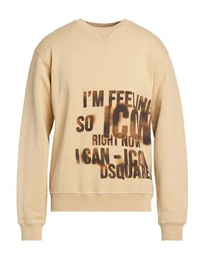 Dsquared2 Man Sweatshirt Khaki Size M Cotton In Brown