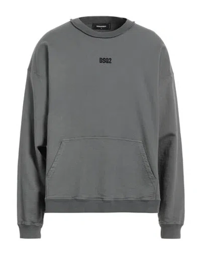 Dsquared2 Man Sweatshirt Lead Size M Cotton, Lyocell, Elastane In Gray