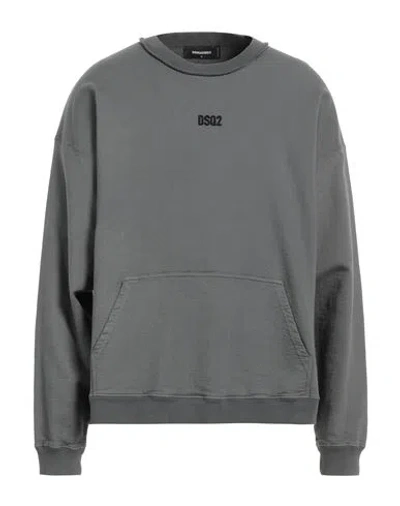 Dsquared2 Man Sweatshirt Lead Size M Cotton, Lyocell, Elastane In Grey