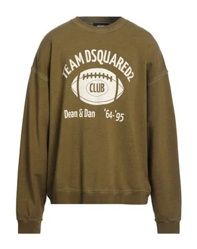 Dsquared2 Man Sweatshirt Military Green Size L Cotton