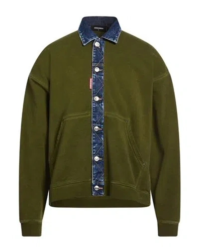 Dsquared2 Man Sweatshirt Military Green Size L Cotton