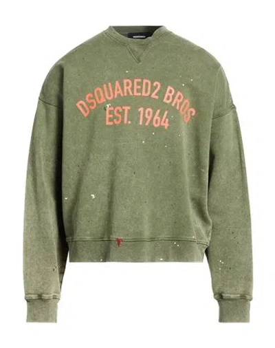 Dsquared2 Man Sweatshirt Military Green Size L Cotton