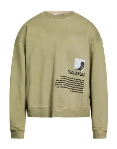 Dsquared2 Man Sweatshirt Military Green Size L Cotton