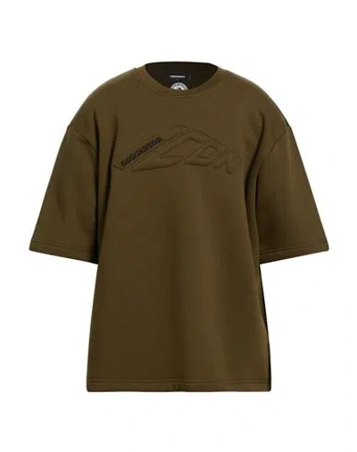 Dsquared2 Man Sweatshirt Military Green Size L Cotton, Polyester In Brown