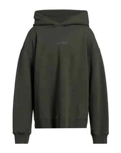 Dsquared2 Man Sweatshirt Military Green Size S Cotton