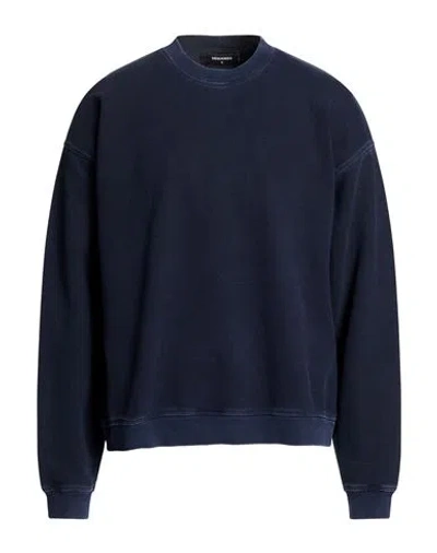 DSQUARED2 DSQUARED2 MAN SWEATSHIRT NAVY SIZE L COTTON, ELASTANE