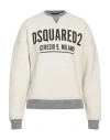 Dsquared2 Ceresio 9 Fleeced-cotton Mike Crewneck Swetshirt With Print In Off White