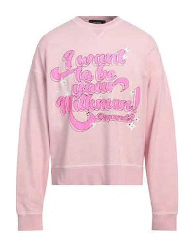 Dsquared2 Man Sweatshirt Pink Size L Cotton, Elastane