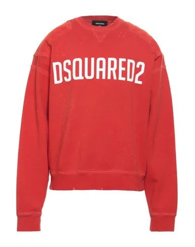 Dsquared2 Man Sweatshirt Red Size M Cotton, Elastane