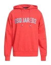 Dsquared2 Multicolor Graphic Sweatshirt With Hood And Drawstrings In Red