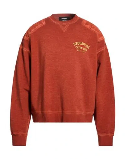 Dsquared2 Man Sweatshirt Rust Size M Cotton In Brown