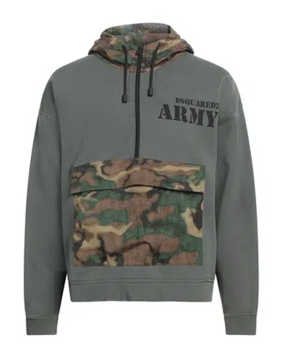 Dsquared2 Man Sweatshirt Sage Green Size M Cotton, Elastane, Polyester