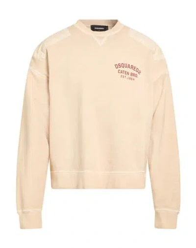 Dsquared2 Man Sweatshirt Sand Size M Cotton In Gold