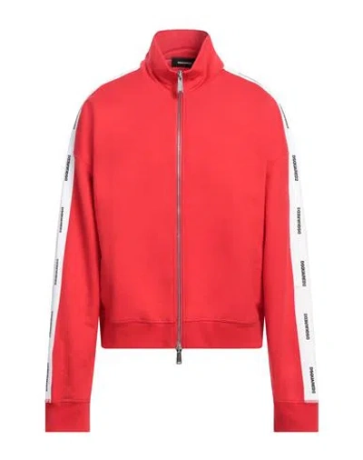 Dsquared2 Man Sweatshirt Tomato Red Size M Cotton, Elastane