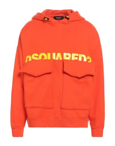Dsquared2 Man Sweatshirt Tomato Red Size Xxl Cotton, Elastane