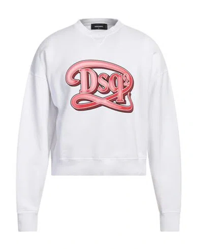 Dsquared2 Man Sweatshirt White Size L Cotton, Elastane