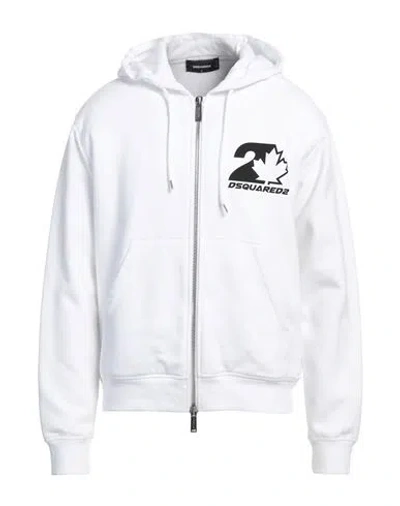 Dsquared2 Man Sweatshirt White Size L Cotton, Elastane