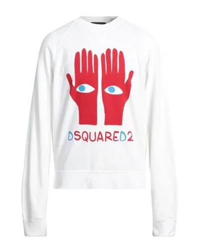 Dsquared2 Man Sweatshirt White Size L Cotton, Elastane