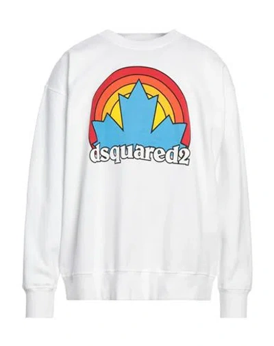 Dsquared2 Man Sweatshirt White Size L Cotton, Elastane