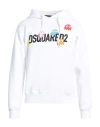Dsquared2 Logo Printed Drawstring Hoodie In White