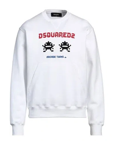DSQUARED2 DSQUARED2 MAN SWEATSHIRT WHITE SIZE L COTTON, ELASTANE