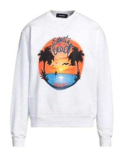 Dsquared2 Man Sweatshirt White Size L Cotton, Elastane