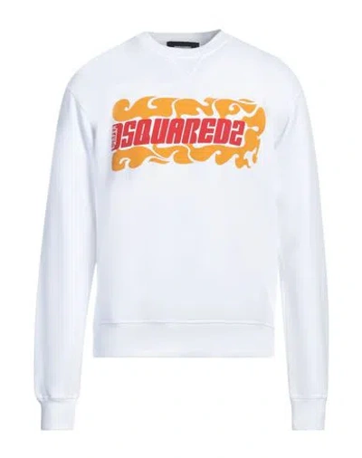Dsquared2 Man Sweatshirt White Size M Cotton, Elastane