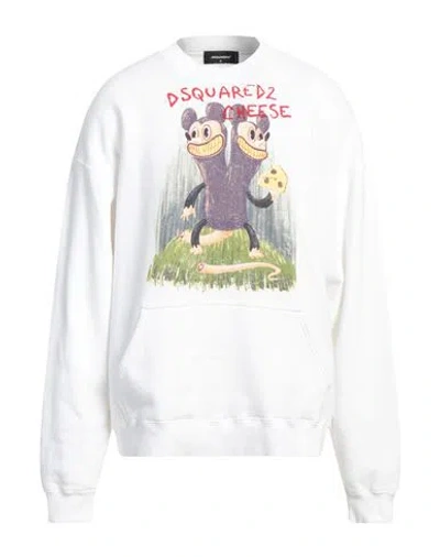 Dsquared2 Man Sweatshirt White Size M Cotton, Elastane